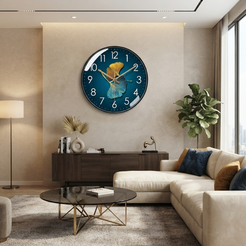 Wall Clock Floral Design Silent Movement Battery Operated