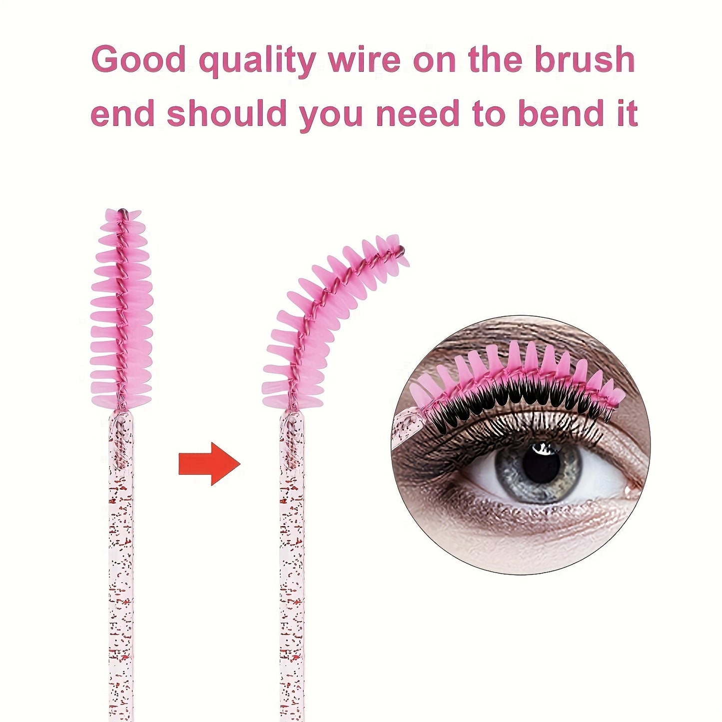 100pcs Crystal Eyelash and Eyebrow Brush Set with Storage Box - N2JD