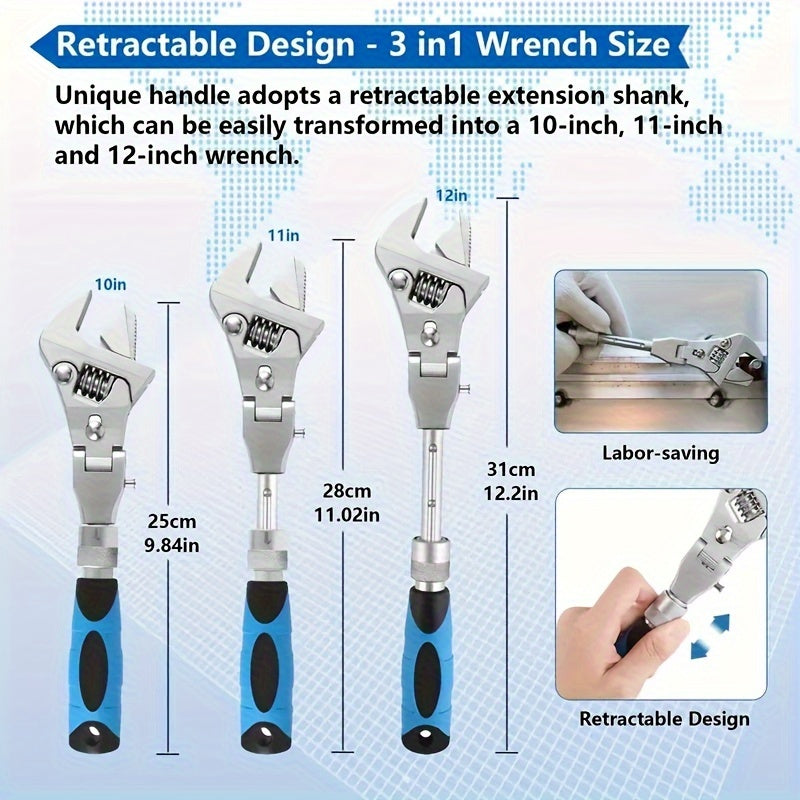 5-in-1 Adjustable Ratcheting Wrench Set, 180° Folding TJR6L3P