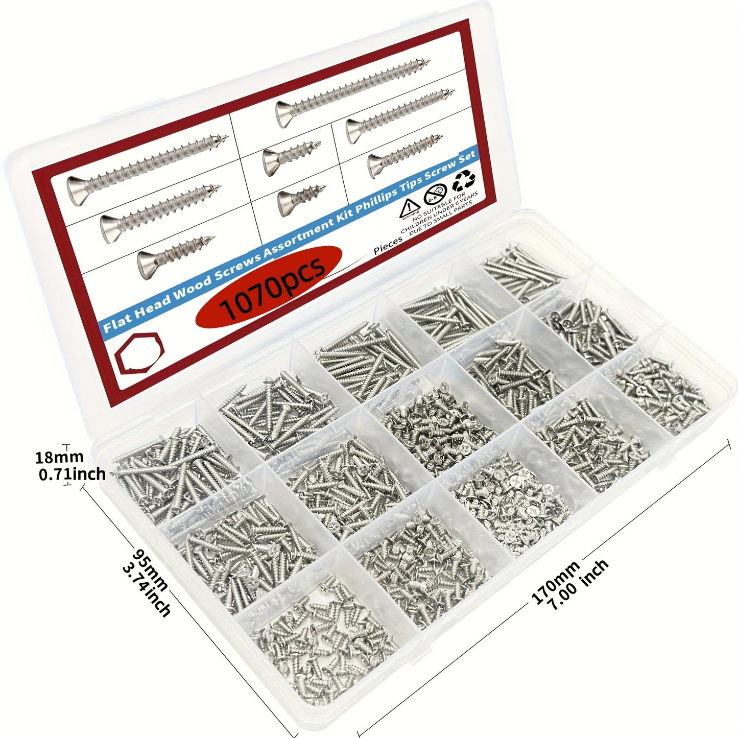 Wood Screw Set 1070pcs- HMT15SS