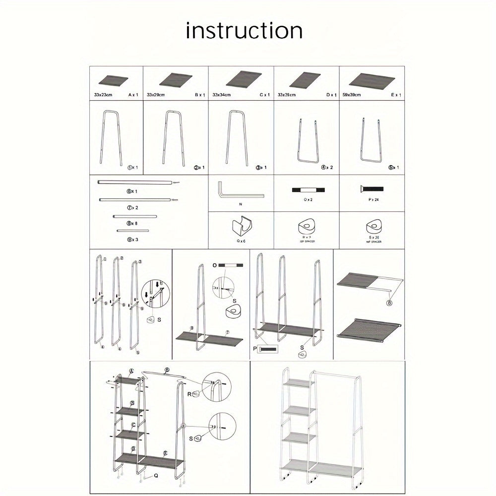 Space-Saving Multi-Layer Iron Clothes Rack - FA9C