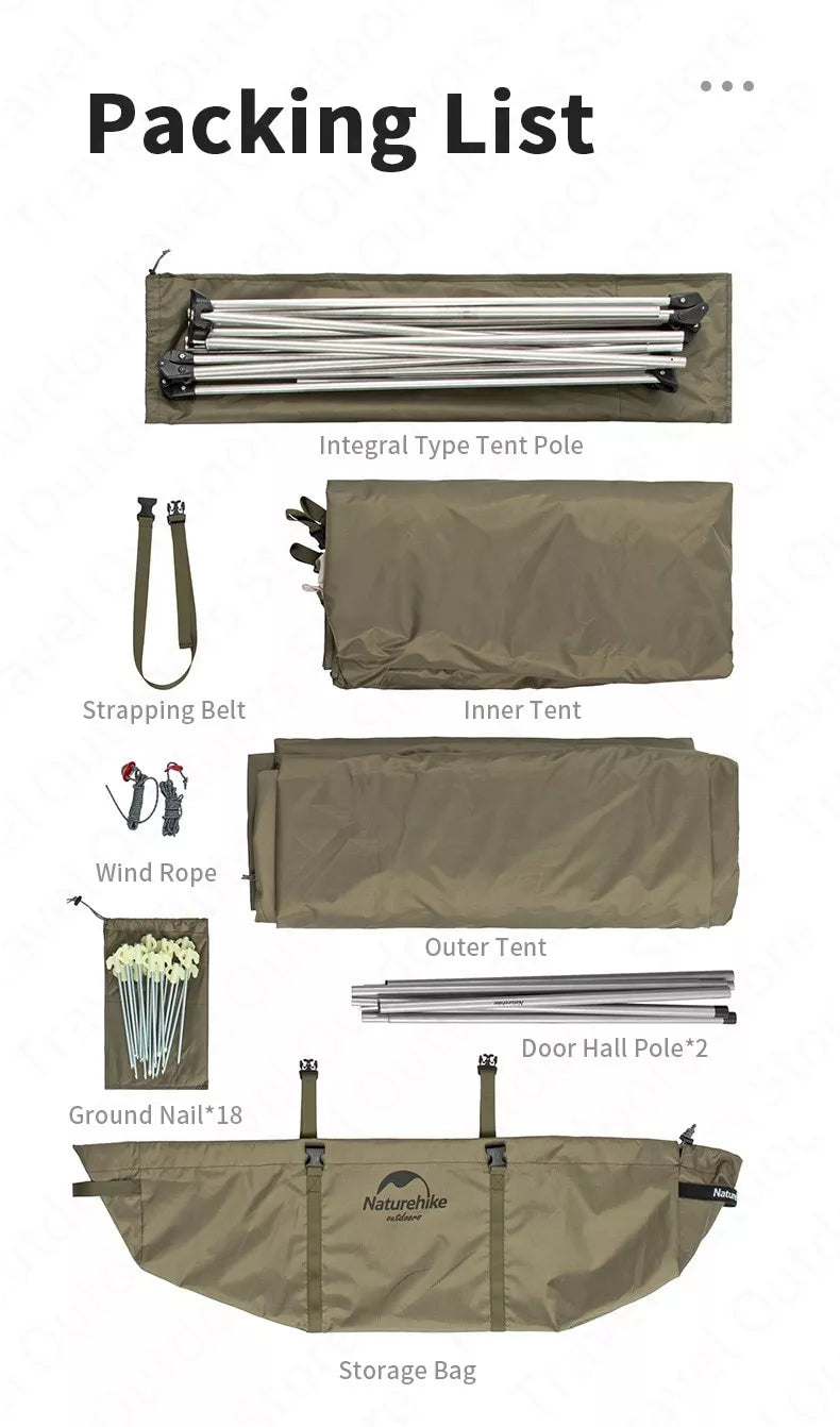 Naturehike Village 5.0 Automatic Tent Gen 1 4 Person Outdoor Camping Glamping Tent Windproof Waterproof Quick Build Camp Cabin Style Family Shelter 5