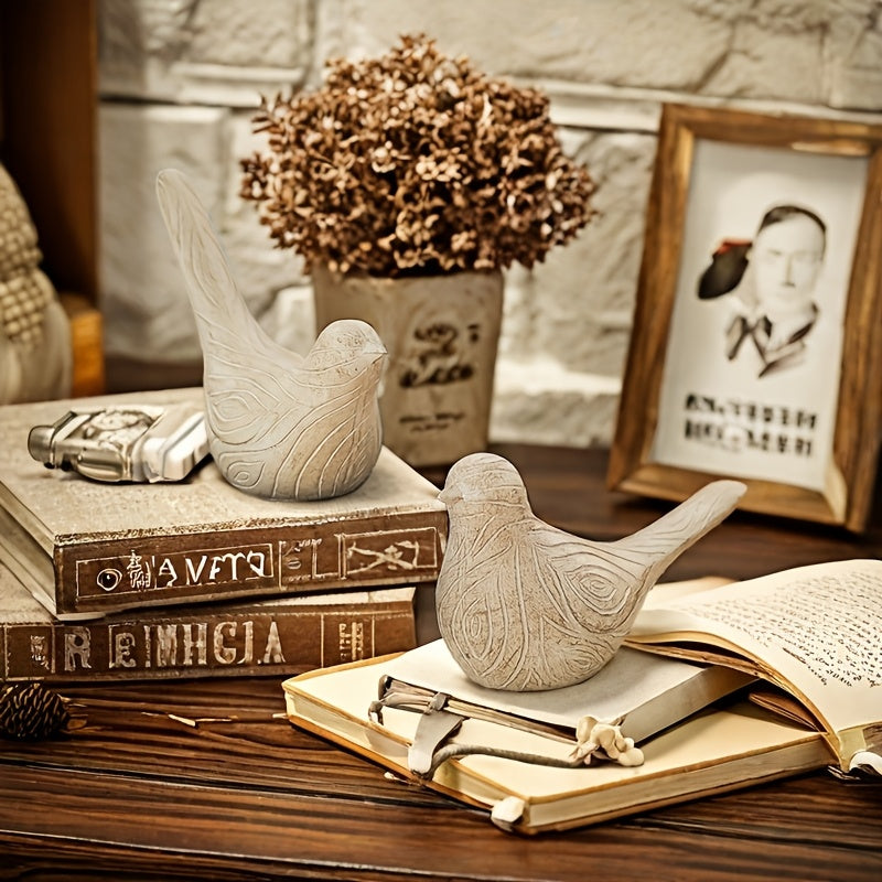 2pcs Set Rustic Resin Birds - YUV8
