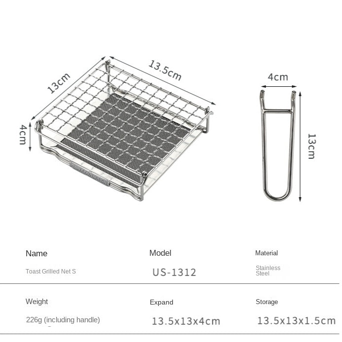 Campingmoon US-1312/1615 Toast Grill Net Portable Folding Stainless Steel Outdoor Camping Stove Accessories Bracket Barbecue Mount BBQ Toaster Bake Mesh