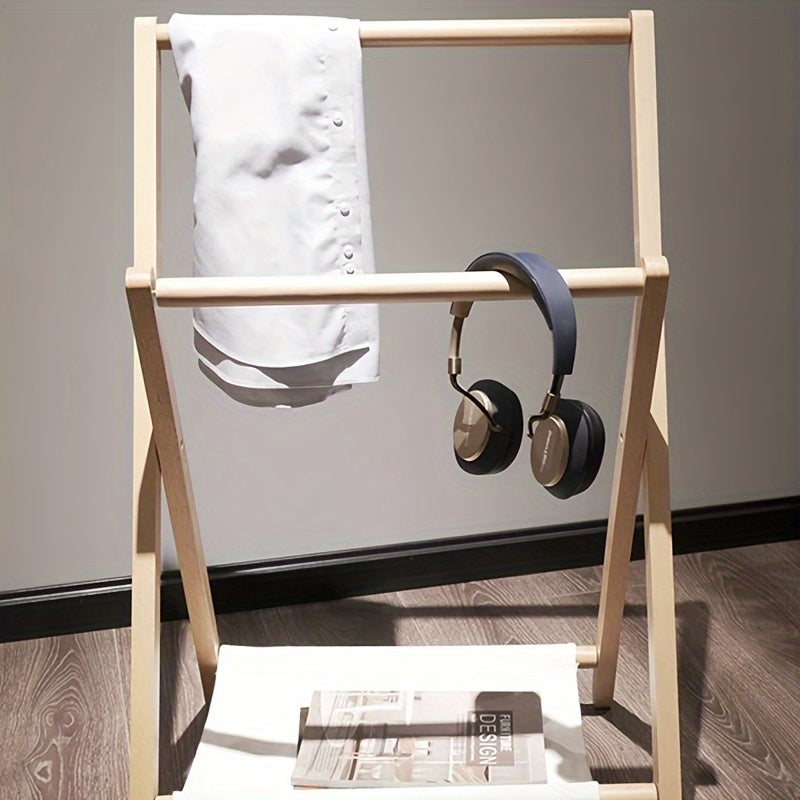 Solid Wooden Foldable Clothes Rack - XV0S