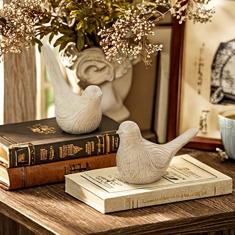 2pcs Set Rustic Resin Birds - YUV8