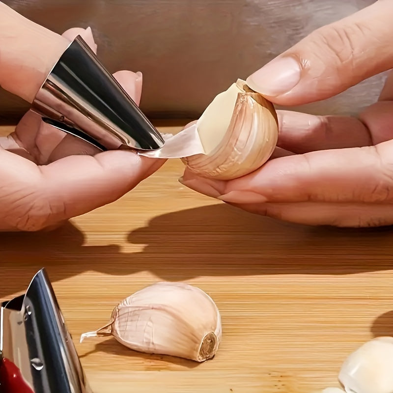3pcs Kitchen Garlic Peeler & Ginger Planer Set, Steel TJR7B4D