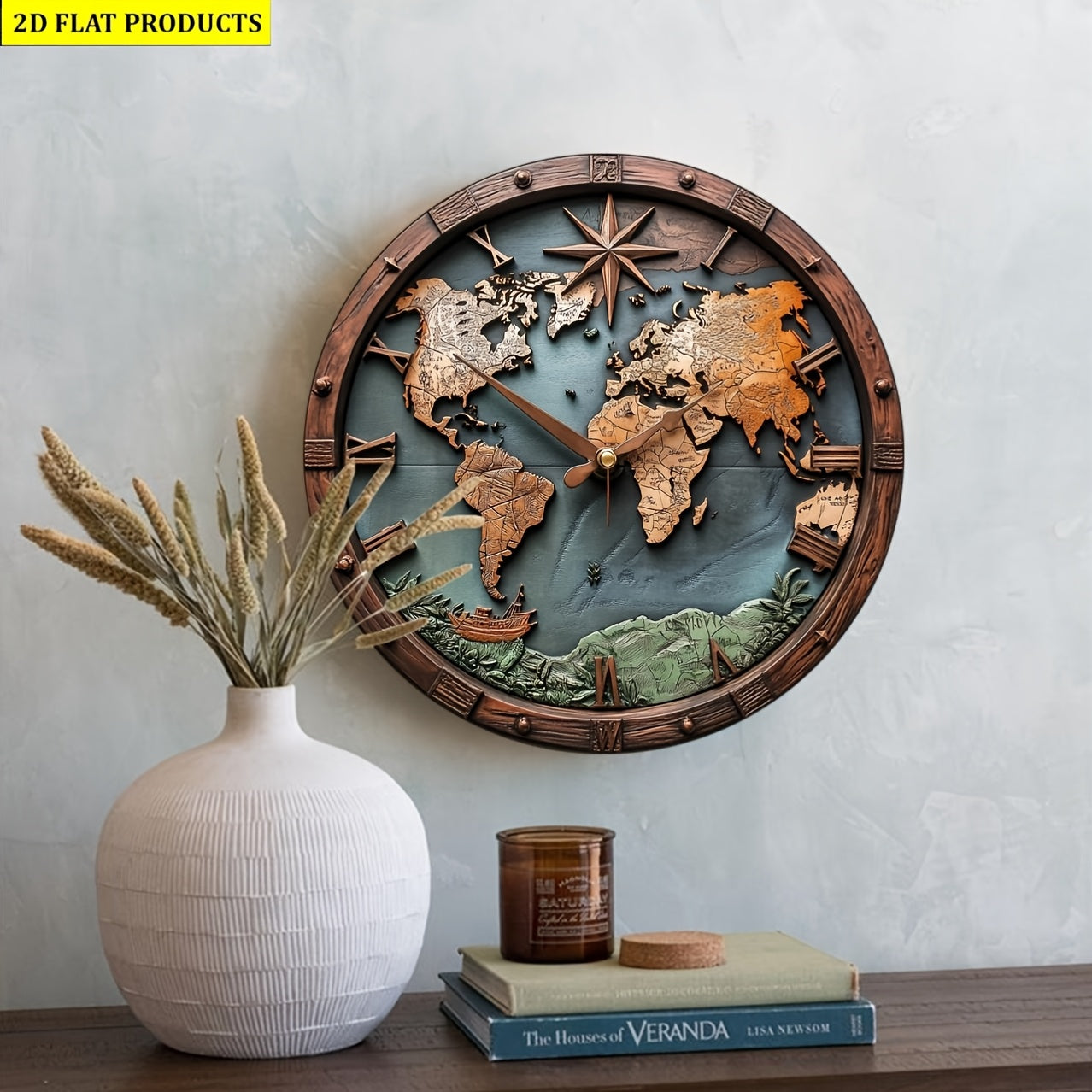 Wooden World Map Wall Art- HMT25HD