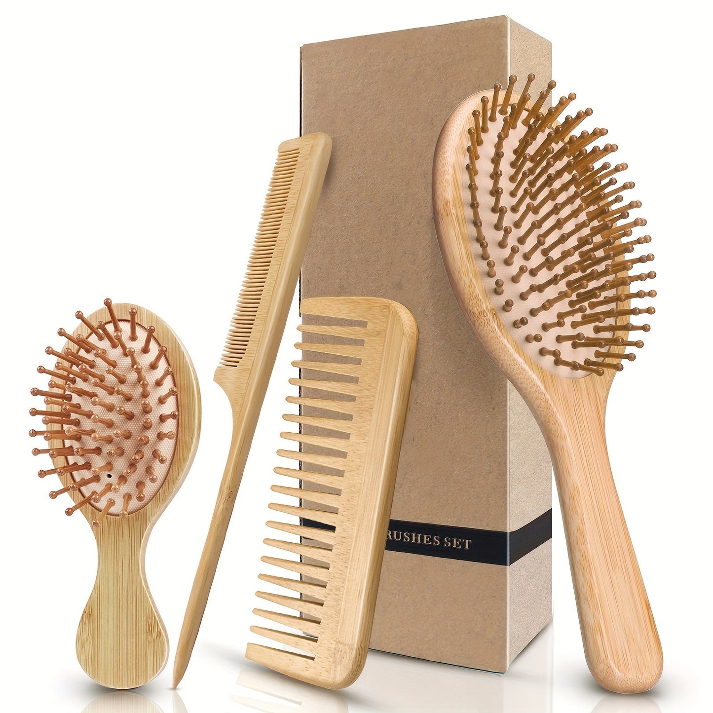 4pcs/Set Bamboo Wooden Hairdressing Comb - TCG8