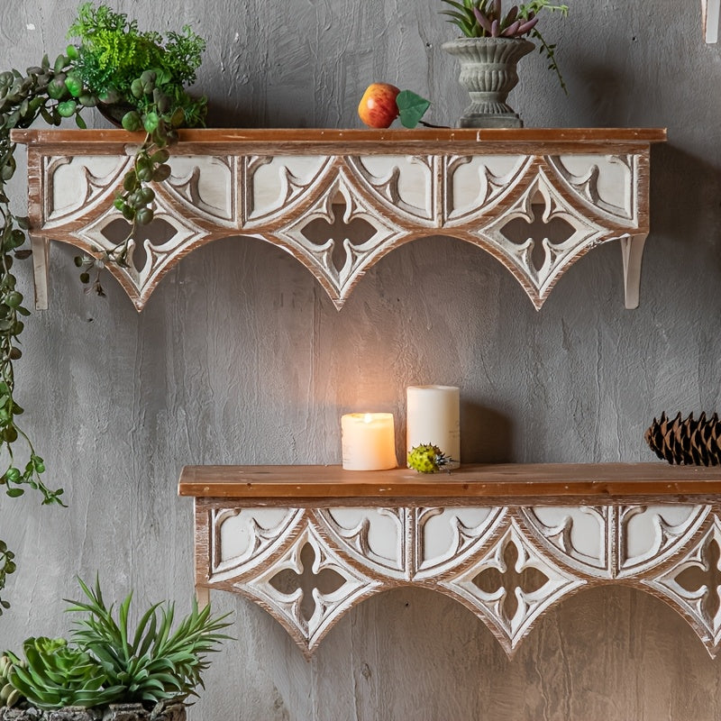Vintage-Inspired Wooden Wall Shelf - R2NK