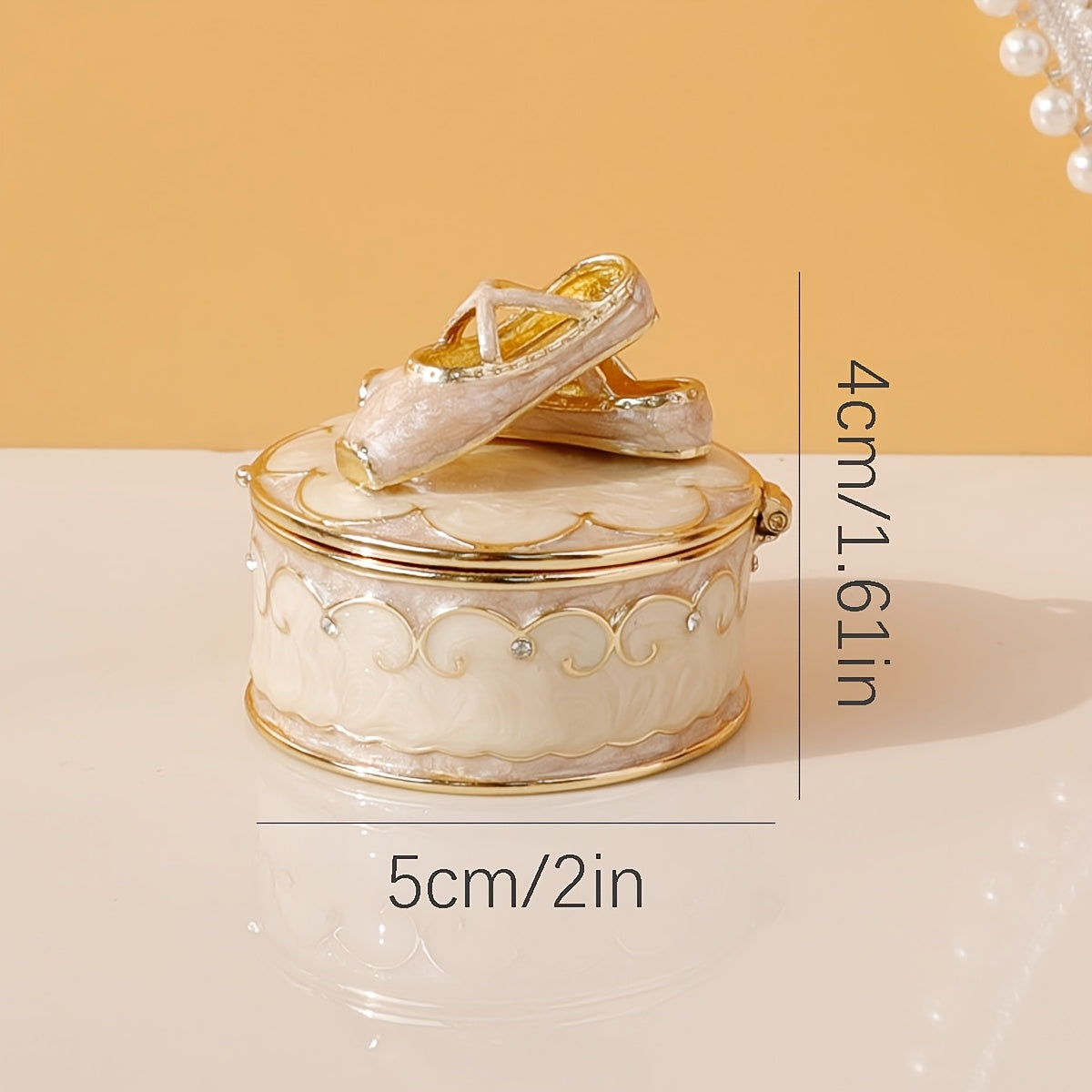 Vintage Style Enamelled Metal Ballet Shoes Trinket Box - RSX7