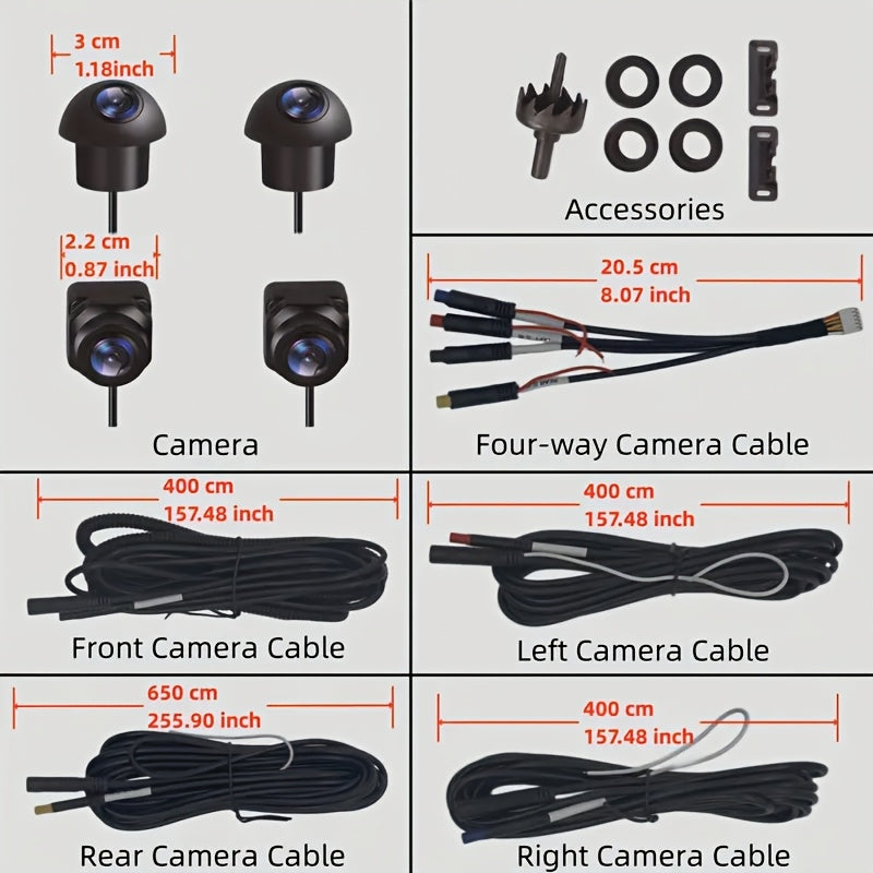 360° Bird View Car Camera with Night Vision & HD Quality TJR1X5M
