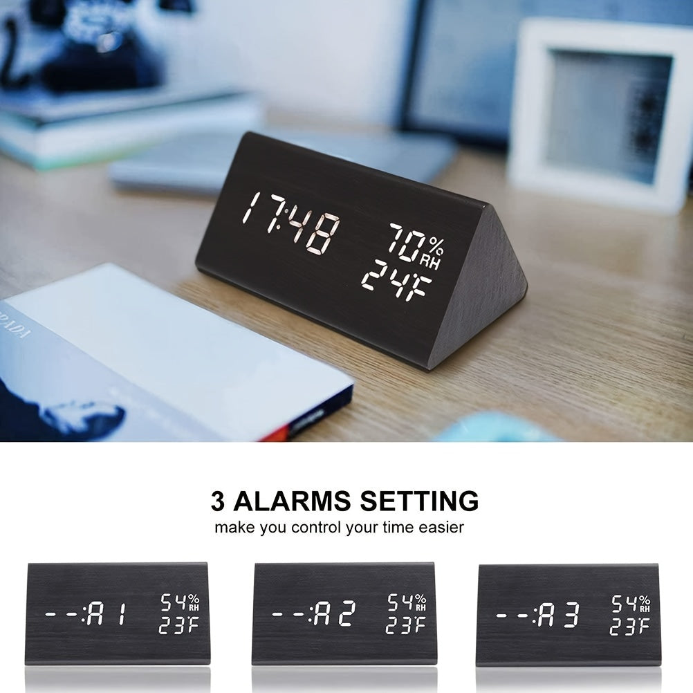 Wooden Triangle Alarm Clock- HMT17TA