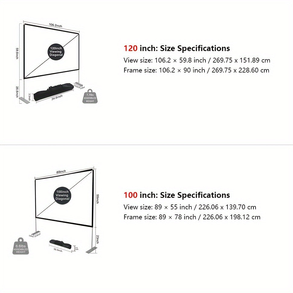 1080P Outdoor Projector Screen with Stand - TJR8Q1M