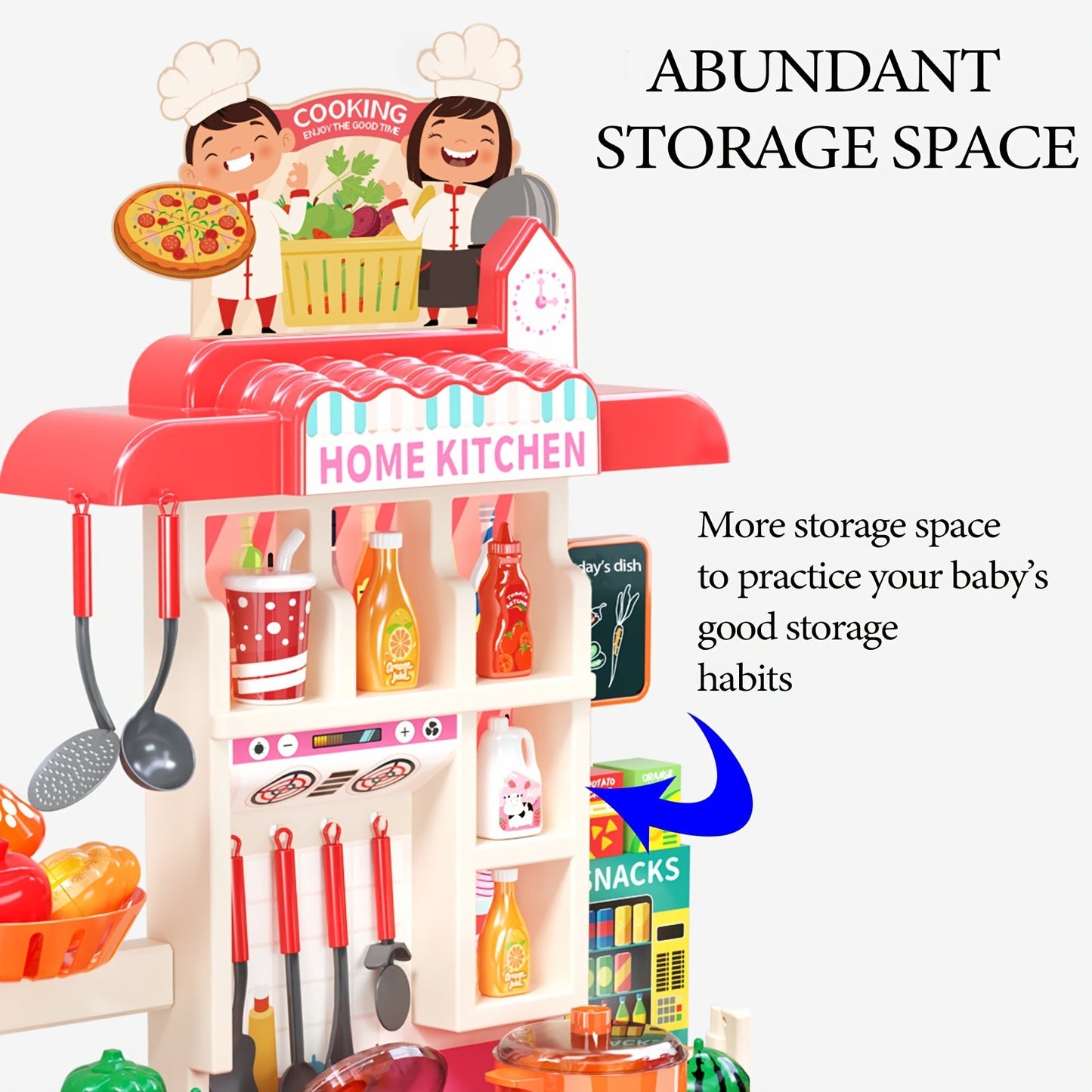 86pcs Kids' Kitchen Toy Set with Lights & Sounds TJR2M4Y