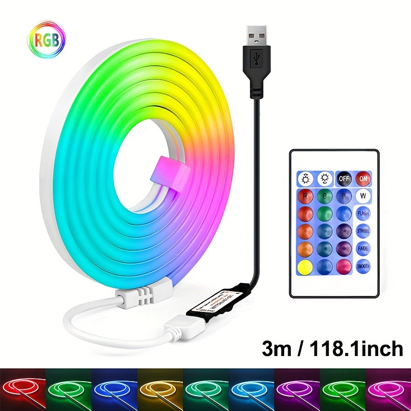 5m RGB LED Neon Light Strip with USB  Remote-EUAD