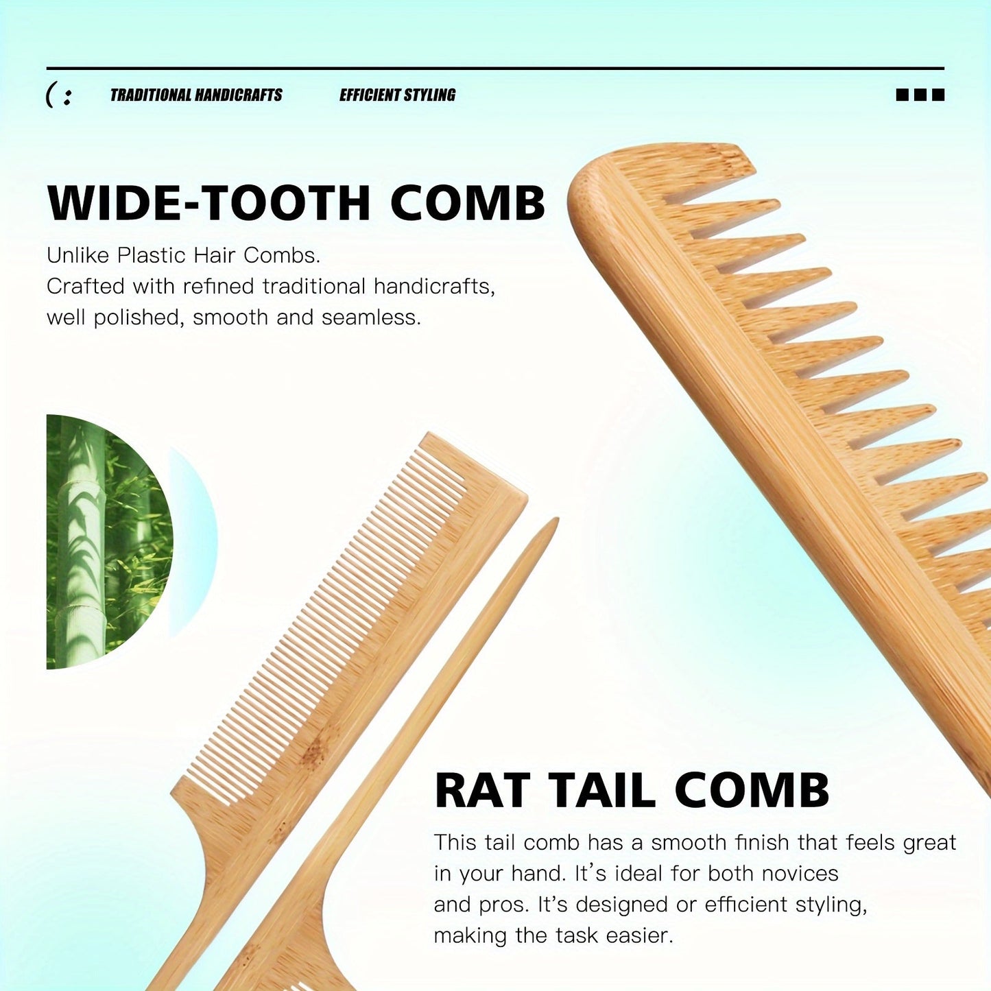 4pcs/Set Bamboo Wooden Hairdressing Comb - TCG8