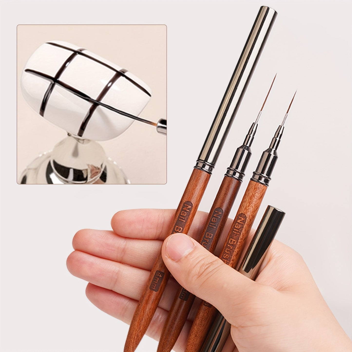 5pcs Solid Sandalwood Nail Brush Set - DJ2N