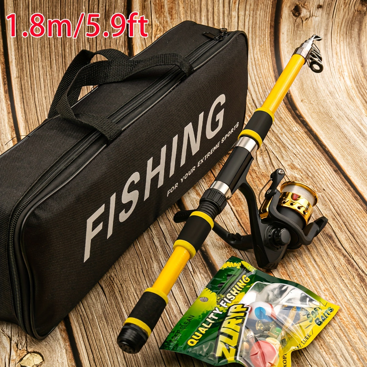 Yellow Fishing Rod Combo with Tackle Bag-CLOG