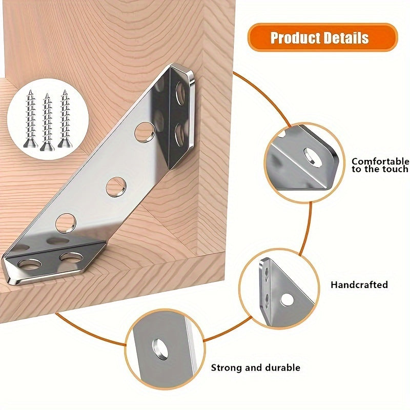 25pcs Stainless Steel Corner Braces, 90° Support TJR4D7M