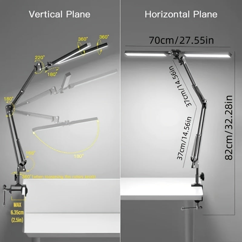 2-in-1 Ultra Wide Double Head LED Desk Lamp - DQB0
