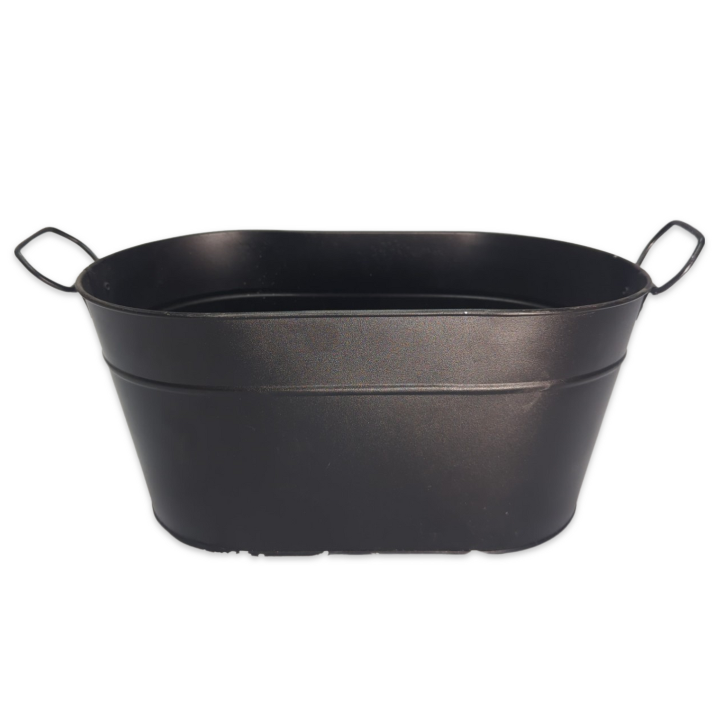 Black Oval Metal Pail