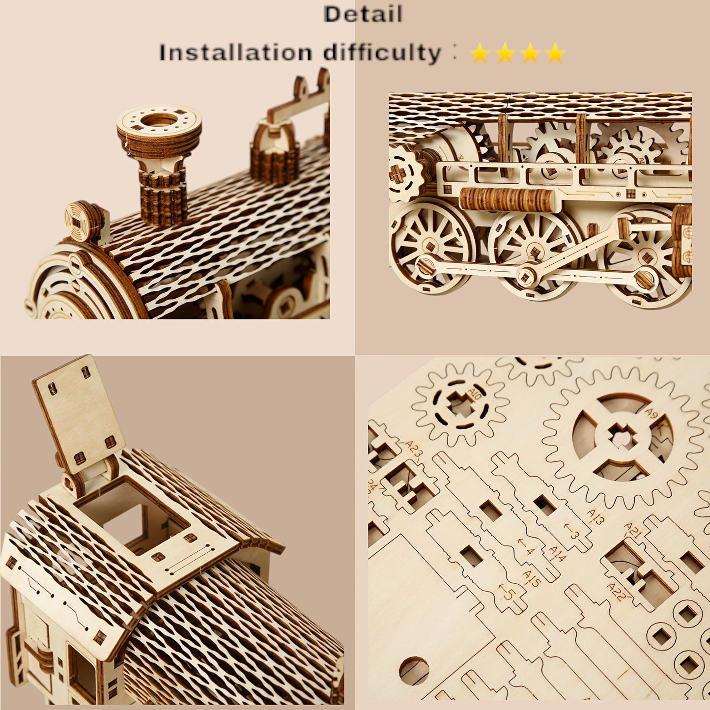 3D Wooden Puzzle Steam Train Forklift- HMT24TR