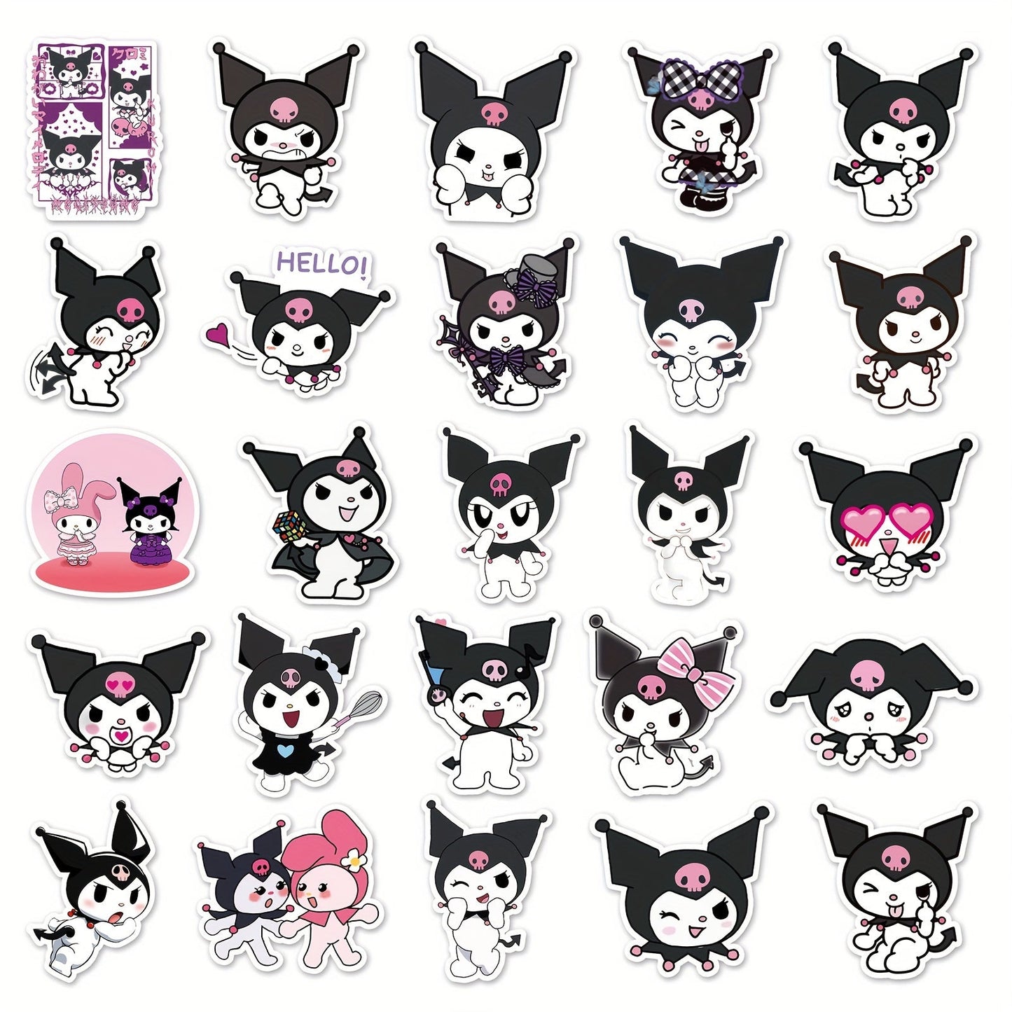 50pcs Sanrio Kuromi Cute Cartoon Anime Stickers - W2DN