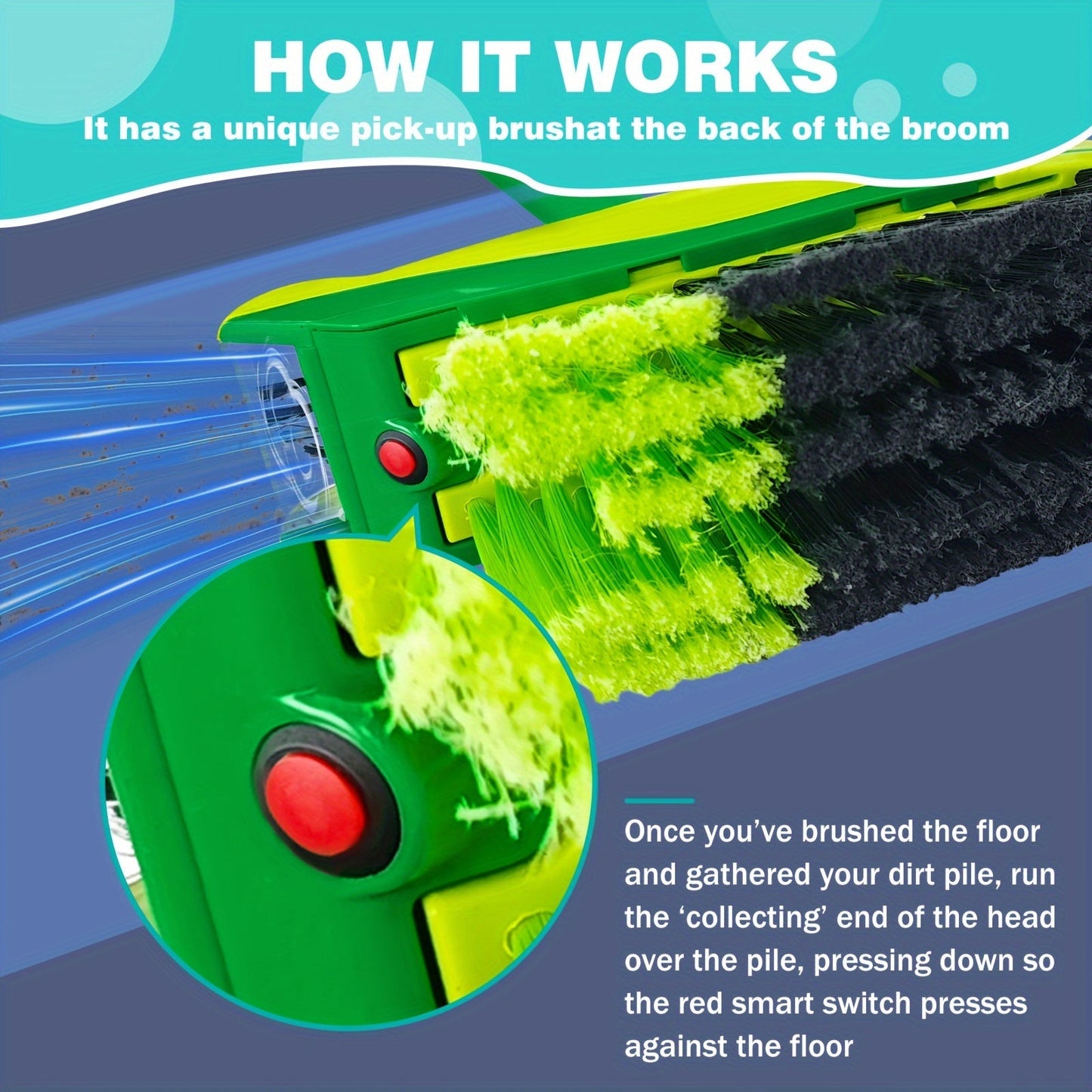 2-in-1 Smart Broom, Battery Powered Rotating Brush TJR8M3F