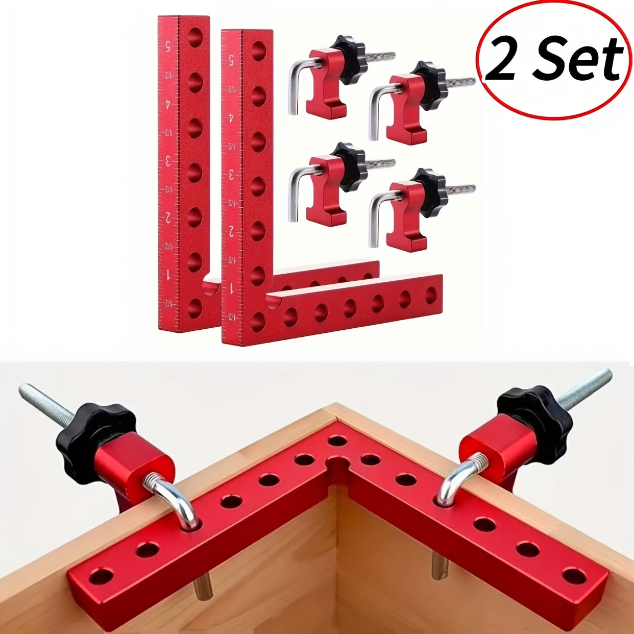 2-Pack Aluminum Alloy 90° Corner Clamps TJR5L7B