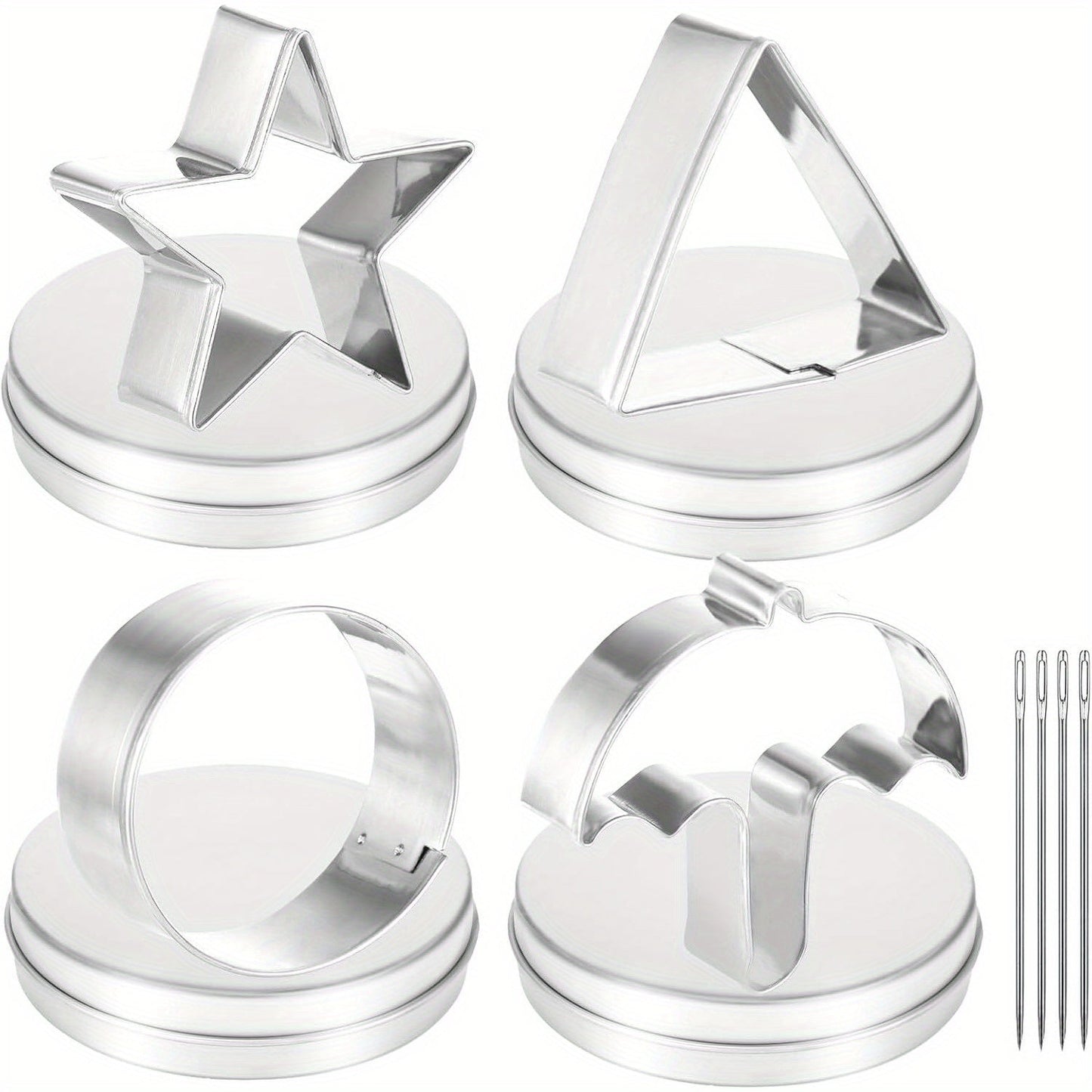 4 Shapes Cookie Cutters Set with Mold Boxes, Stainless Steel TJR3Y2T