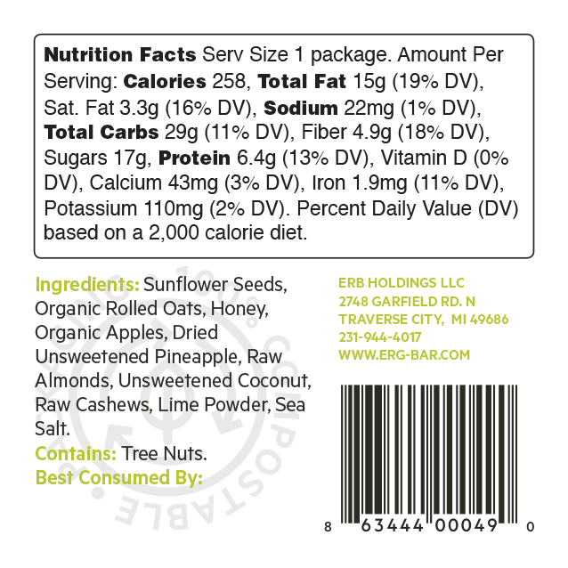 ERG! Bars - Coconut Lime ERG! - Box of 12