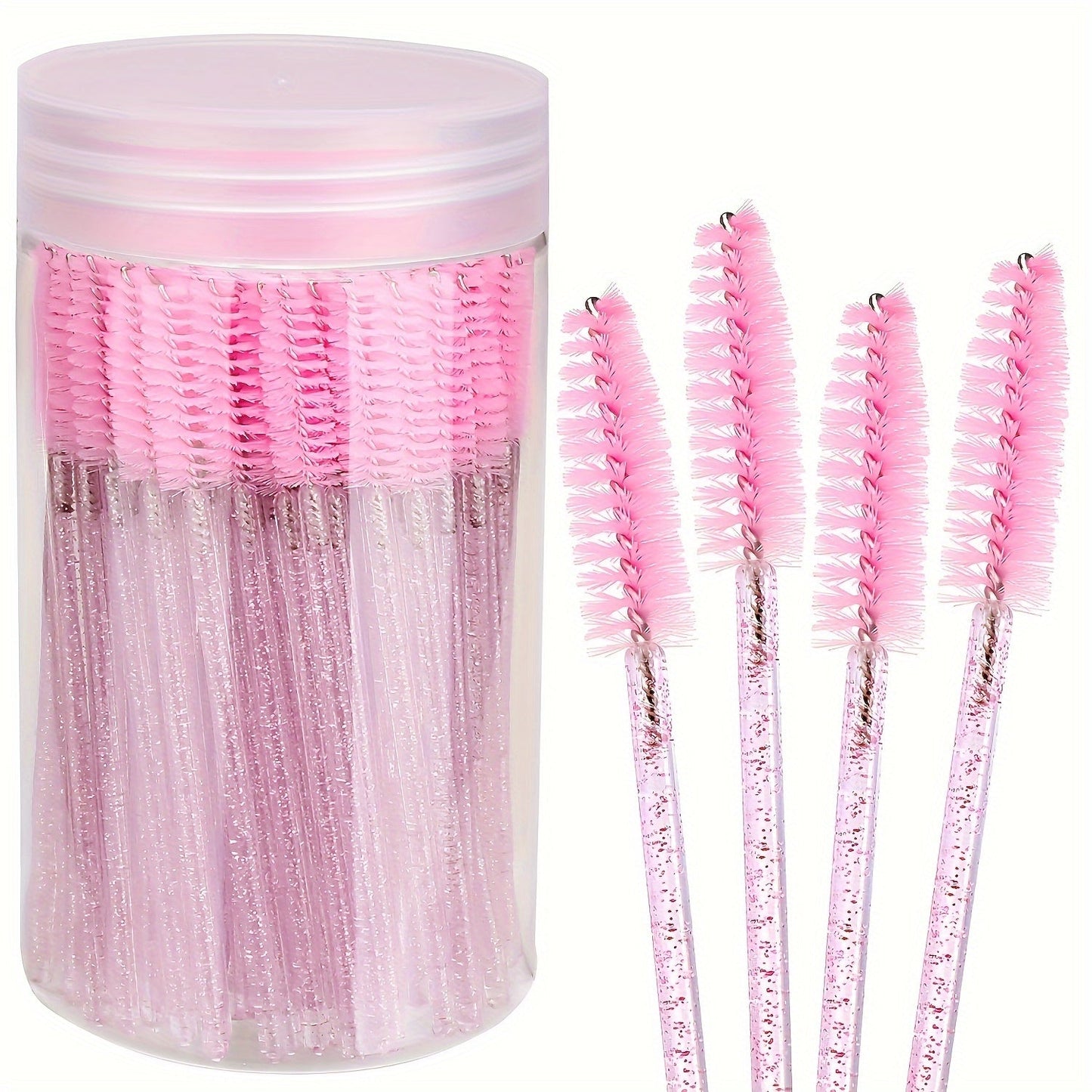 100pcs Crystal Eyelash and Eyebrow Brush Set with Storage Box - N2JD