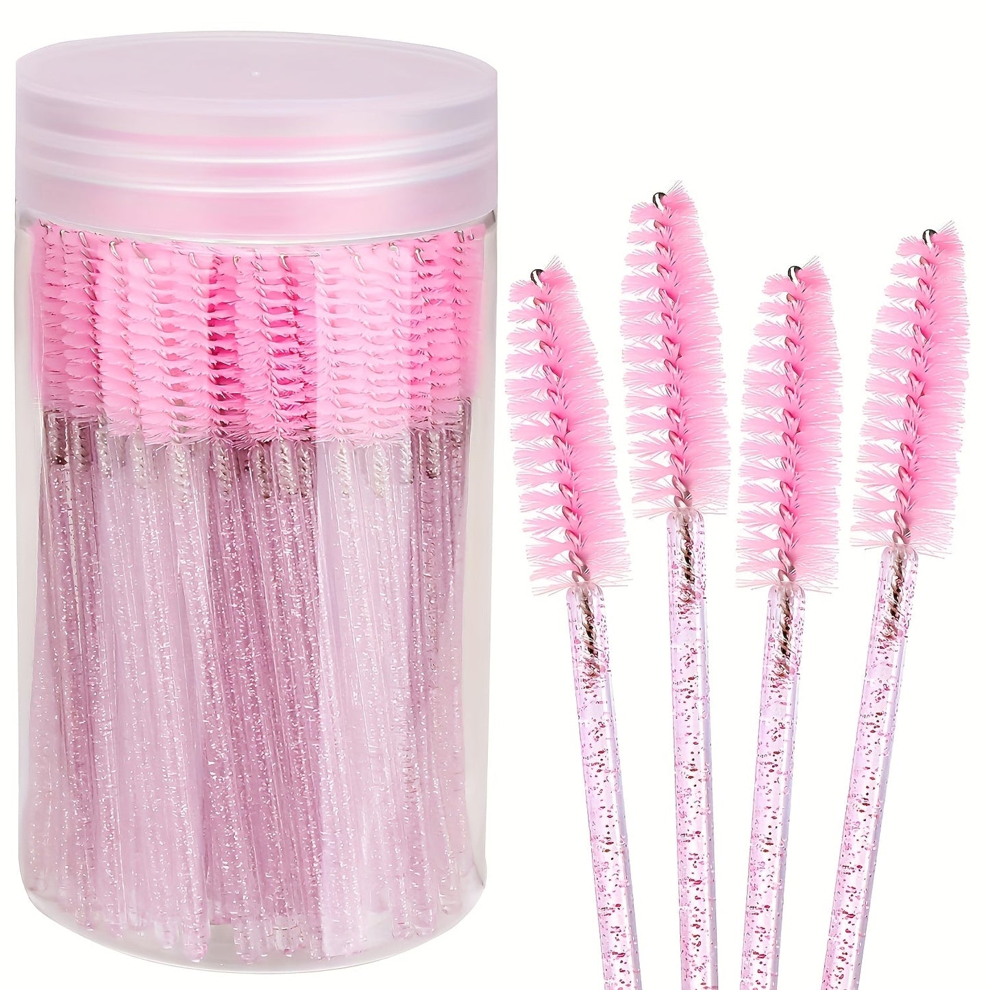 100pcs Crystal Eyelash and Eyebrow Brush Set with Storage Box - N2JD