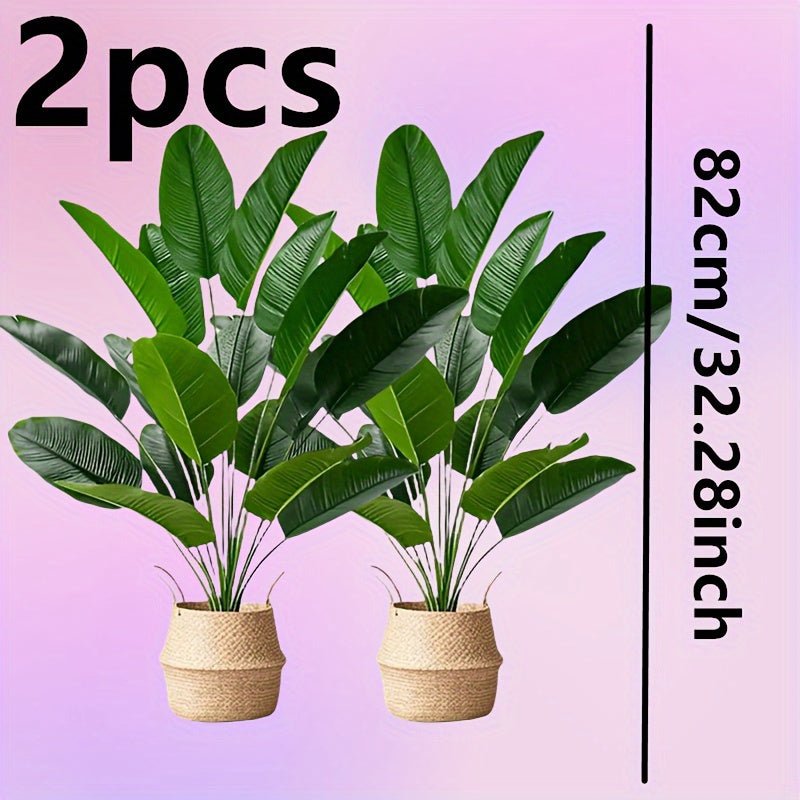 2pcs 32-inch Lifelike Artificial Banana Plants Decor - DM2N