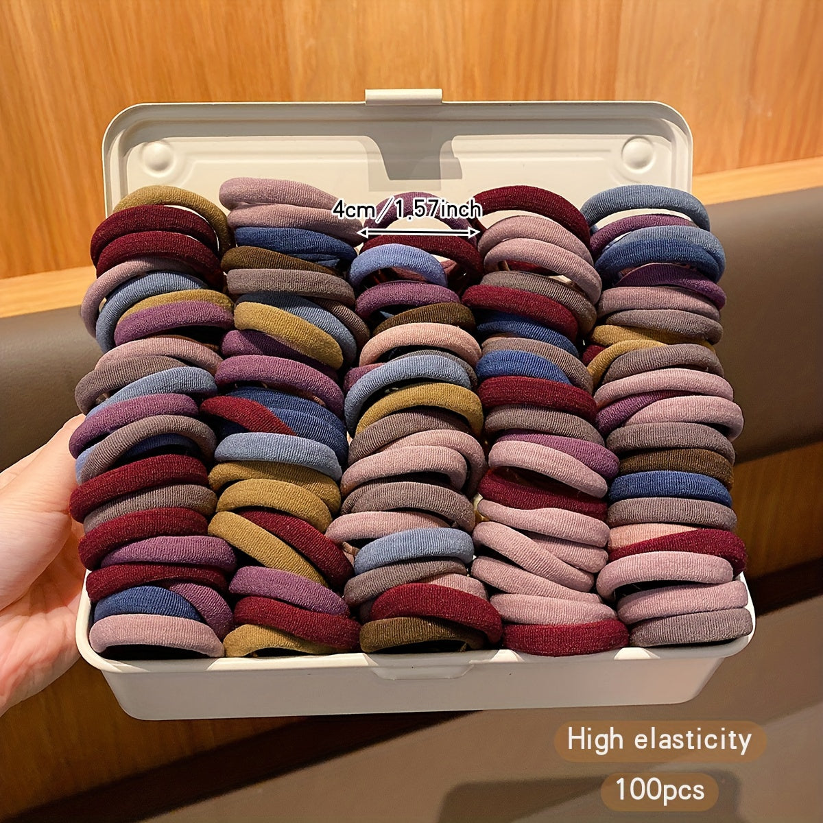 100pcs Vintage Bohemian Jersey Hair Ties - H2SN