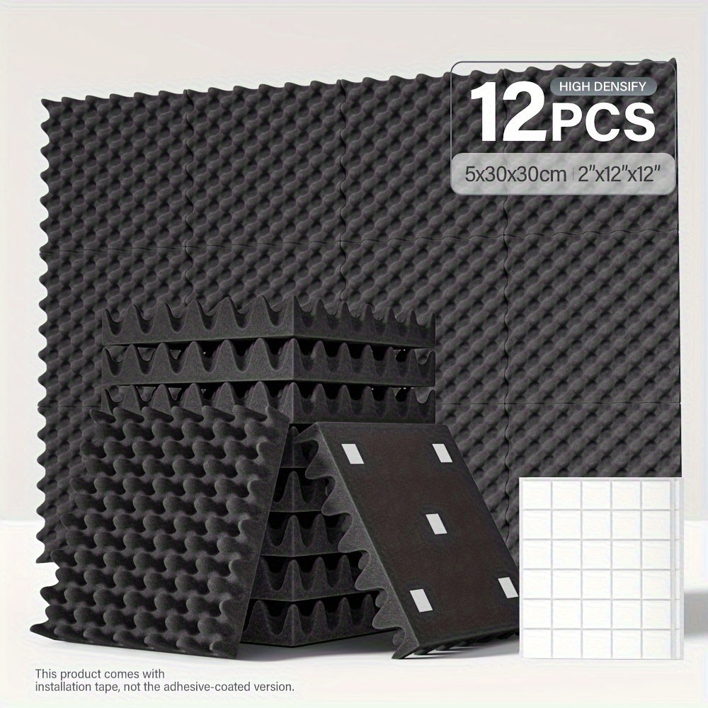 12-Pack Acoustic Foam Panels for Soundproofing - TJR3Y4K
