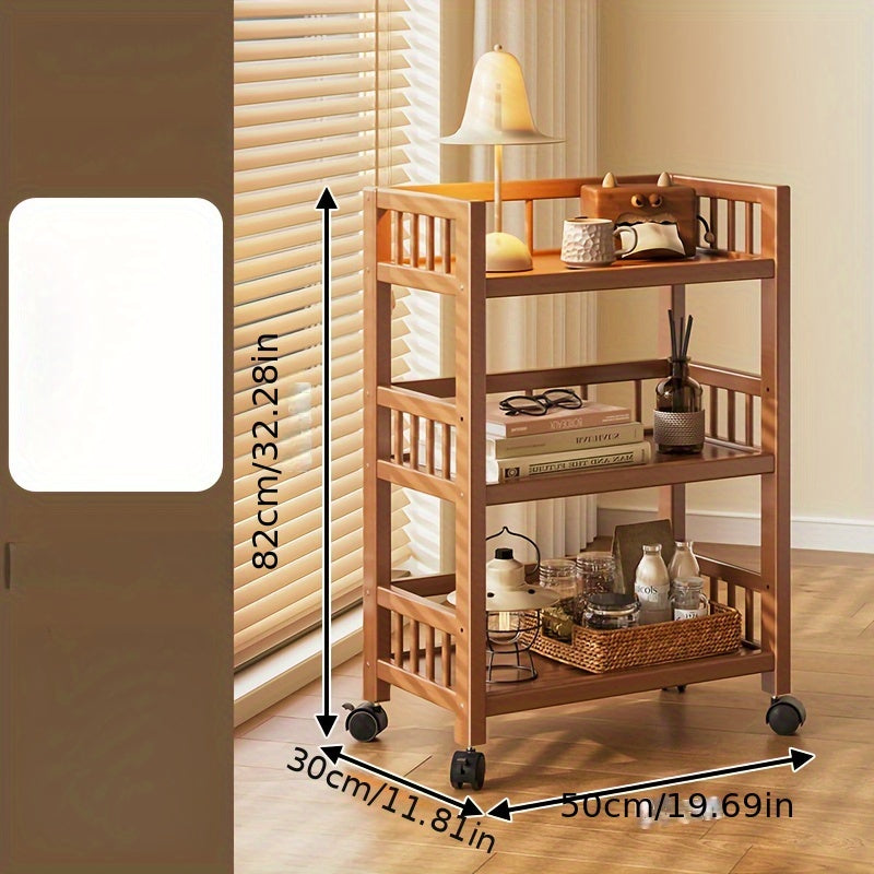 Versatile Wooden Storage Cart with Wheels - M7YB