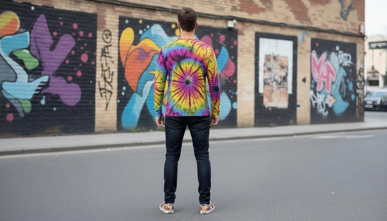 Cyber-Marble Liquid Glitch Long Sleeve Henley — Maximalist AOP Streetwear Top, 280gsm Polyester-Spandex, Glitchcore Digital Marble Print