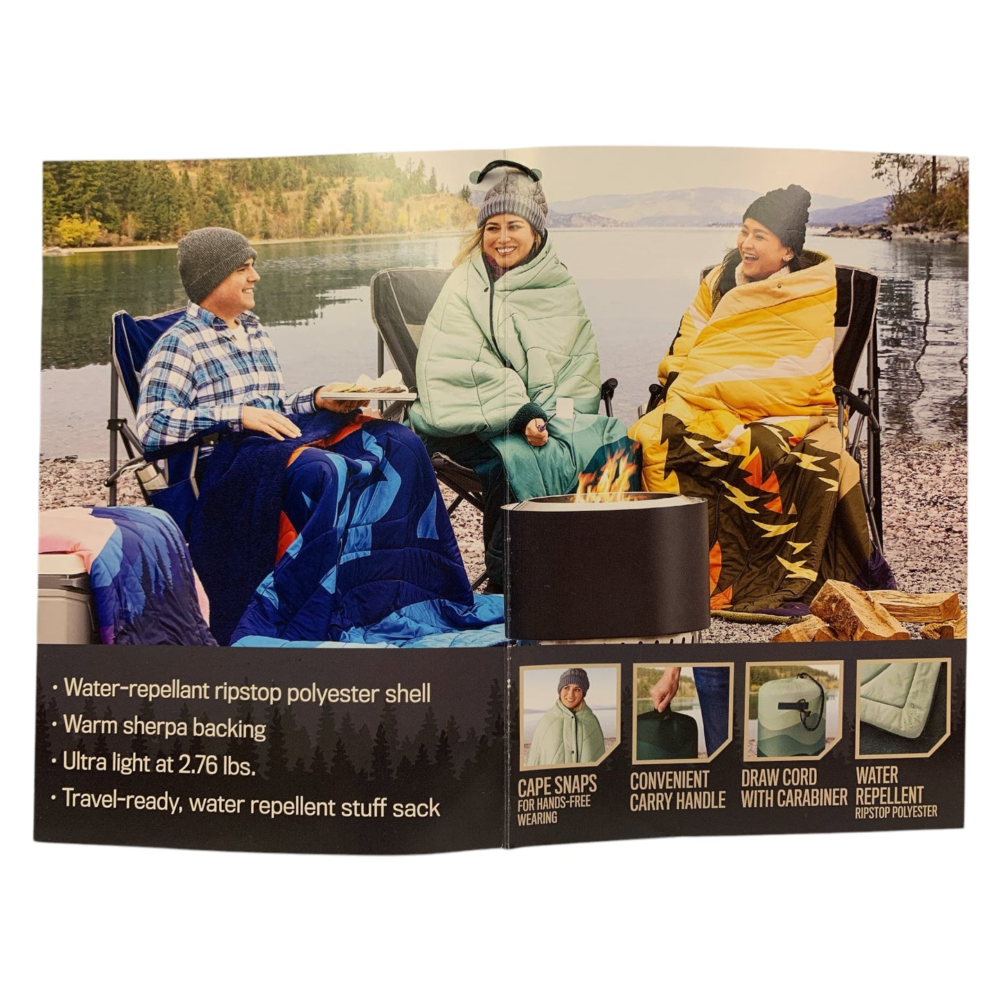 Member's Mark 5' x 7 ' Oversized Sherpa Camping Blanket, Ombre Mountains
