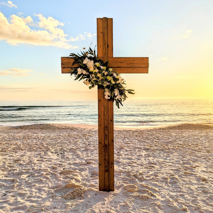 Wooden Wedding Ceremony Cross Backdrop