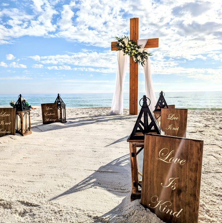 Wooden Wedding Ceremony Cross Backdrop