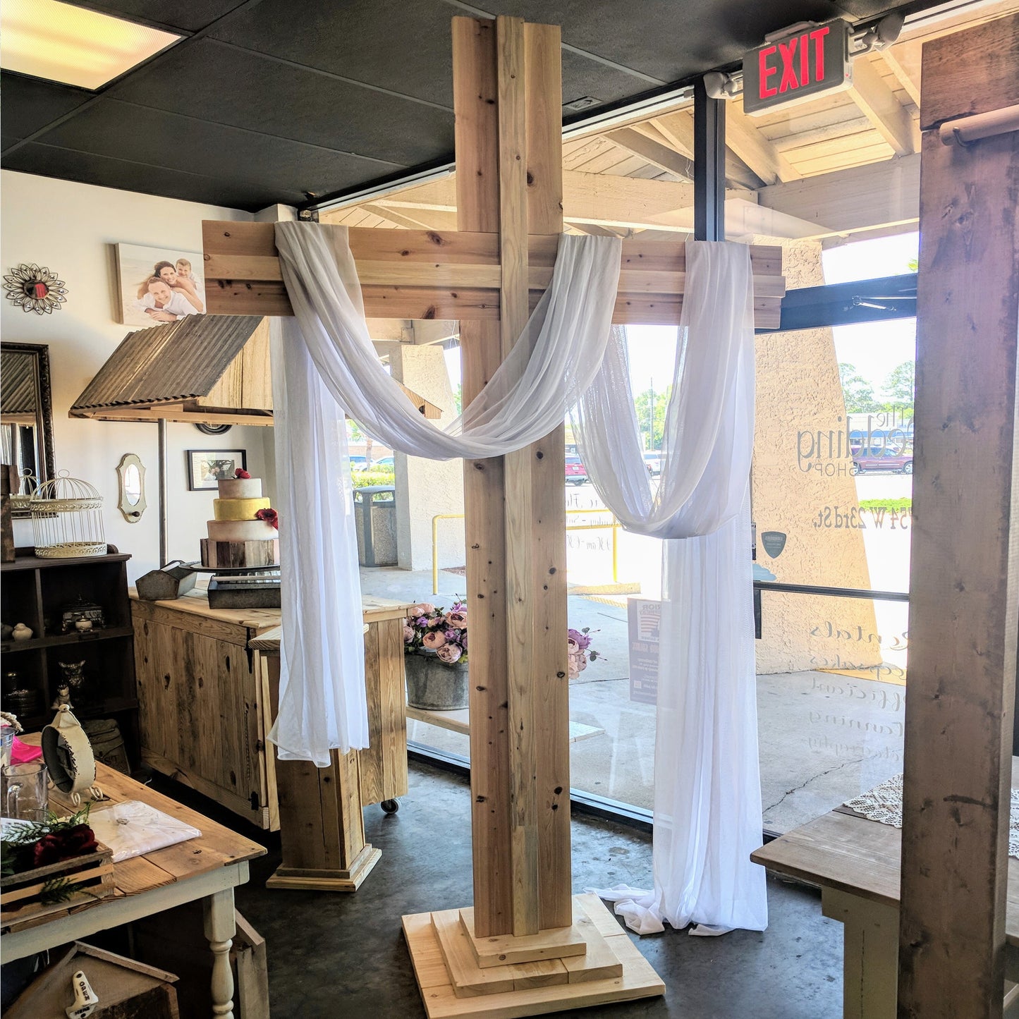 Wooden Wedding Ceremony Cross Backdrop