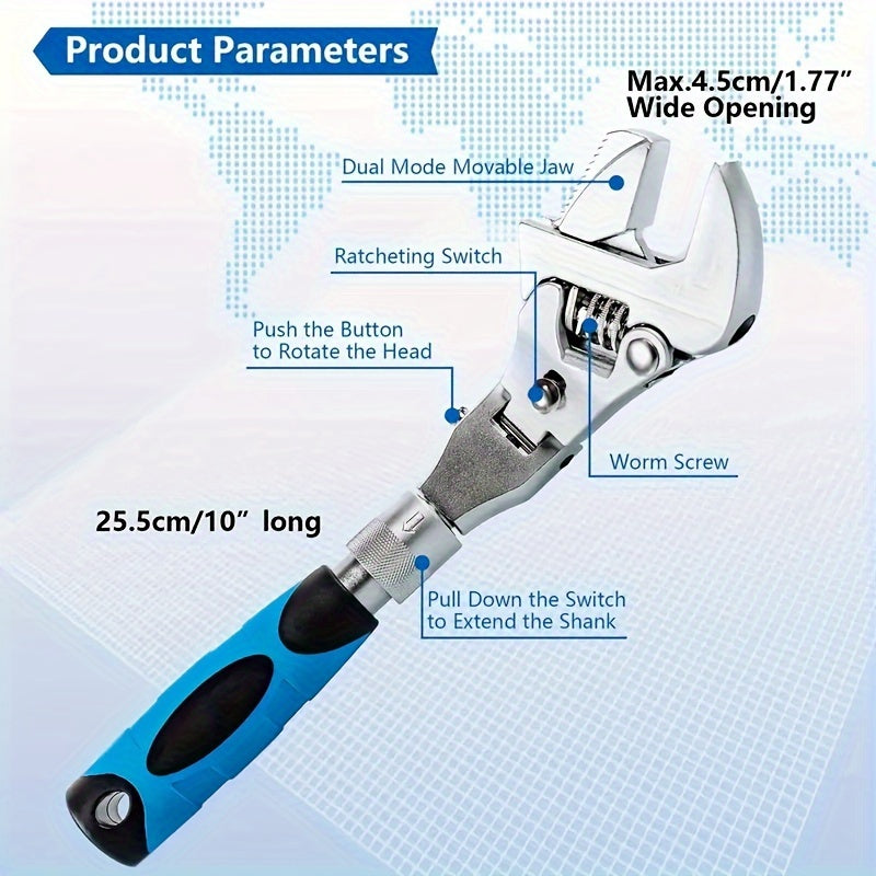 5-in-1 Adjustable Ratcheting Wrench Set, 180° Folding TJR6L3P