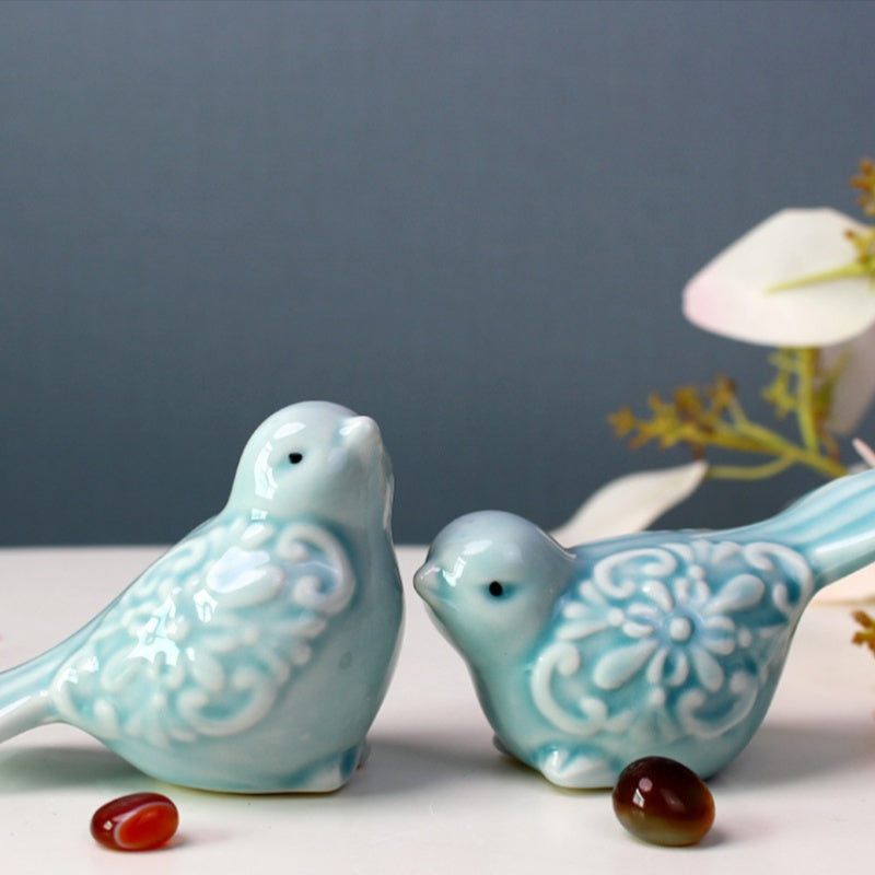 2PCS Ceramic Bird Figurines - H2DN