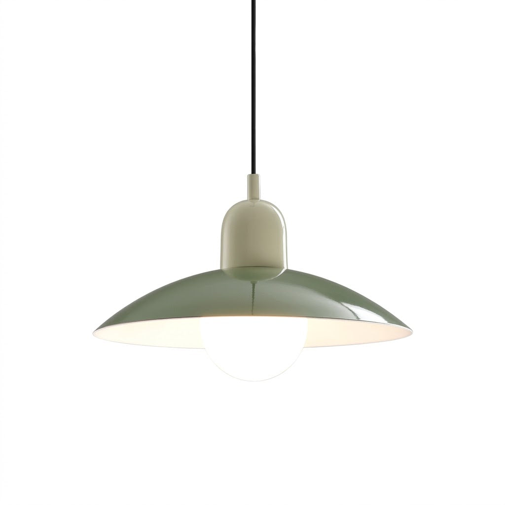 Bauhaus Minimalist Wrought Iron Pendant Light With Dome Shade