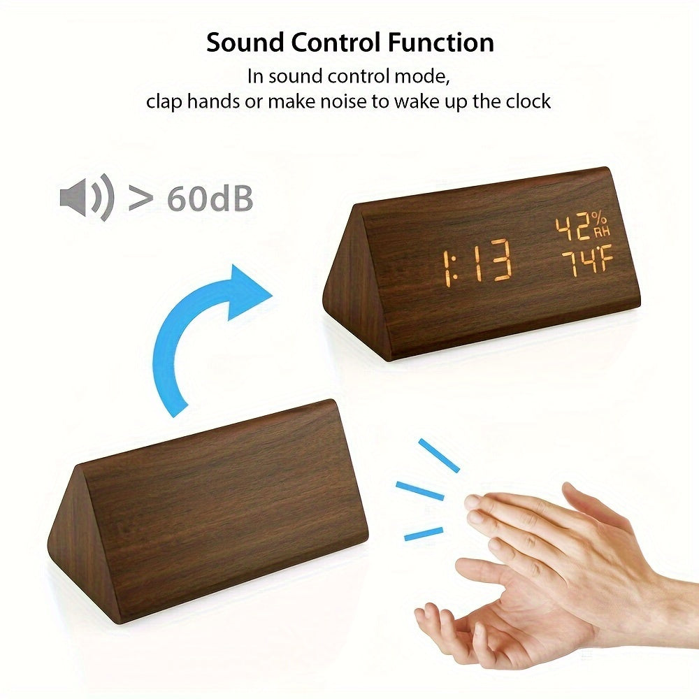 Wooden Triangle Alarm Clock- HMT17TA