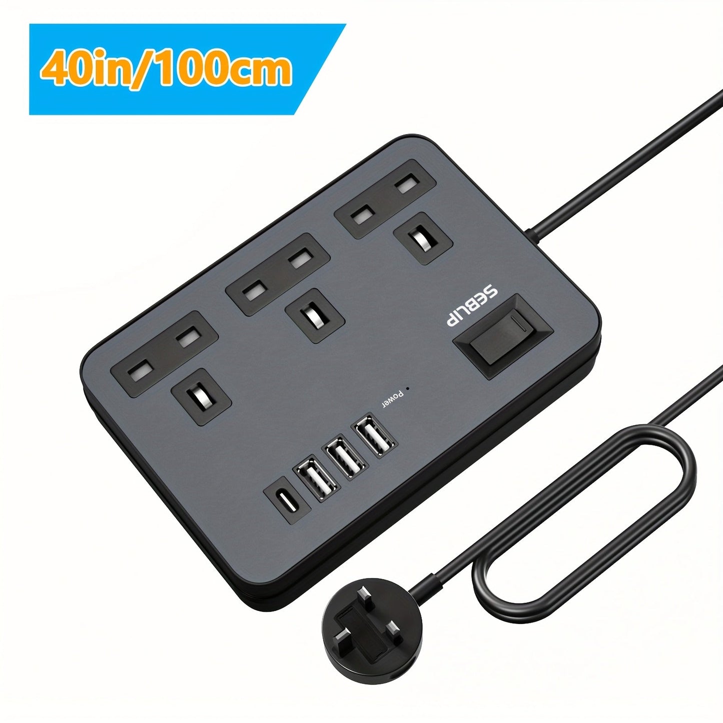 7in1 Flat Plug Power Strip- HMT17PP