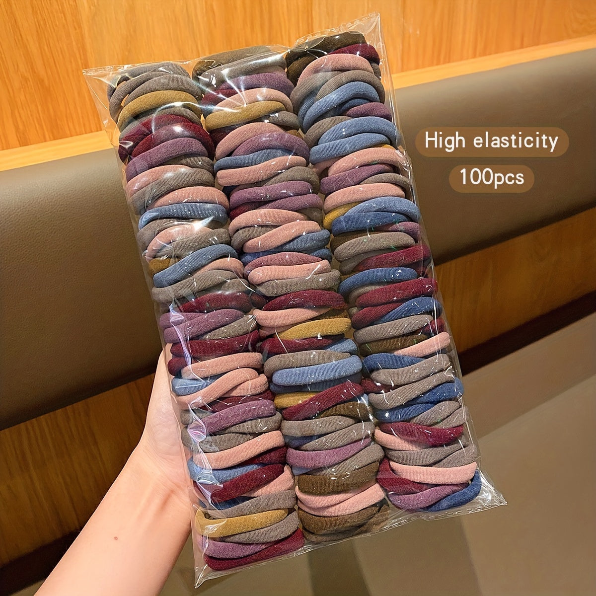 100pcs Vintage Bohemian Jersey Hair Ties - H2SN