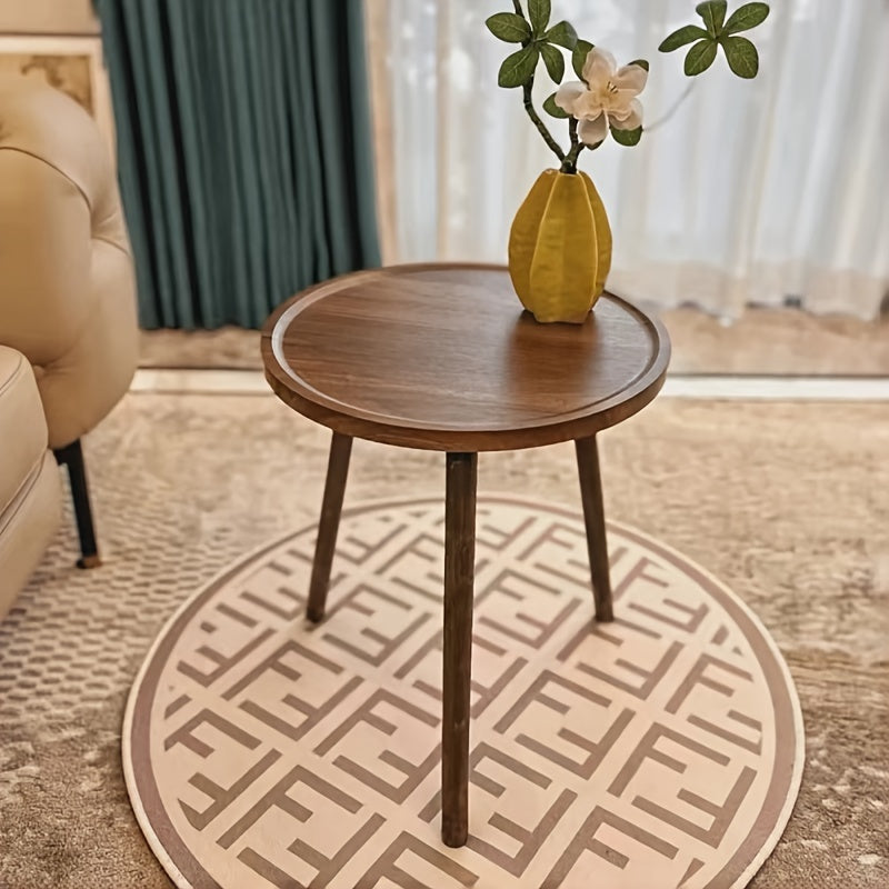 Wooden Round Side Table with Storage Rack - M2NJ